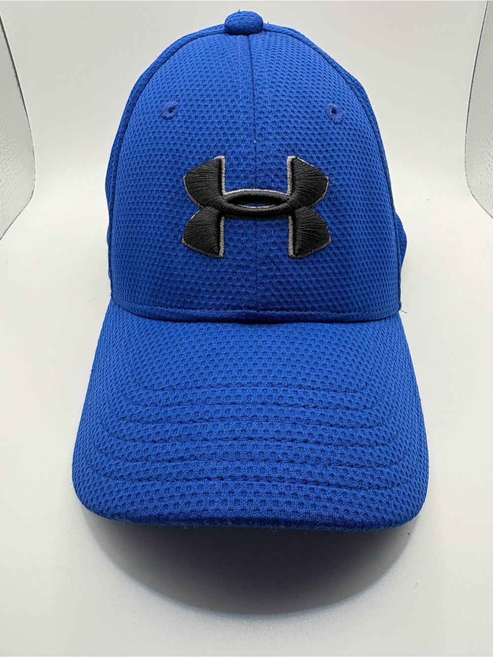 Under Armour Youth S/M Blue Black Logo Performance Fitted Baseball Hat